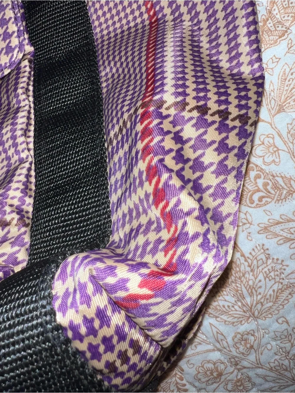 Lauren Ralph Lauren Nylon Purple Houndstooth pattern. Purple Brown Red
